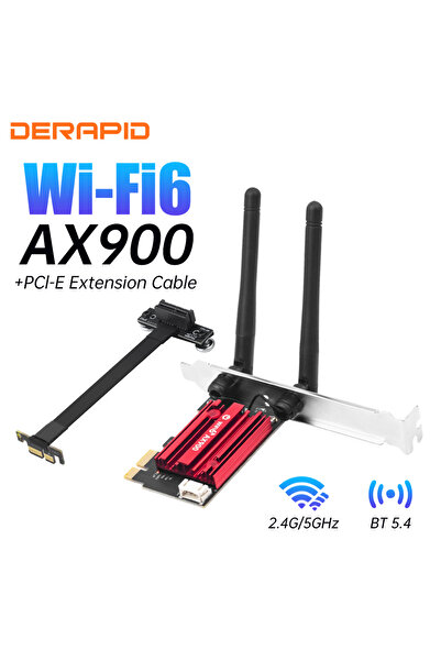 Choice1 PCIE Riser Cable WiFi 6 PCIe Card BT 5.4 Dual Band 2.4G 5.4GHz AX900M...