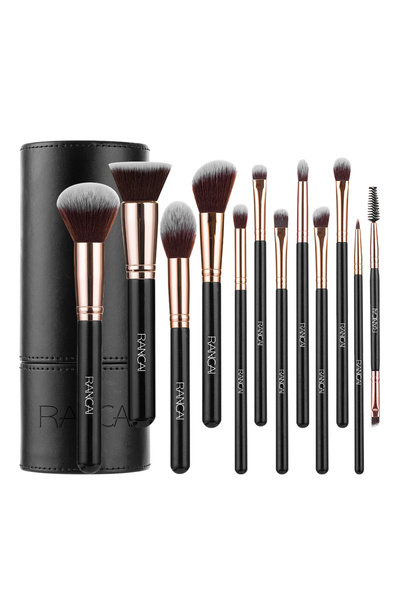 Choice3 barrel New 12pcs Black Cylinder Makeup Brush Set Black Gold Eyeshadow...