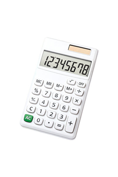 Choice آلة حاسبة ميكانيكية بيضاء 【للبيع】، 8 أرقام، تعمل بالطاقة الشمسية، شاشة...