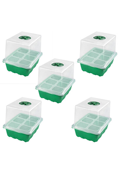 Choice7 صندوق زراعة الشتلات ثلاثي القطع، 6 قطع، 6/12 فتحة مع غطاء، مناسب لزرا...