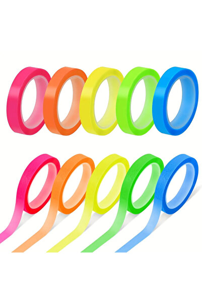 Choice3 ١٠ قطع - لفة واحدة، ٥ ألوان، ملصقات شفافة فلورية، علامات فهرسة، أعلام...