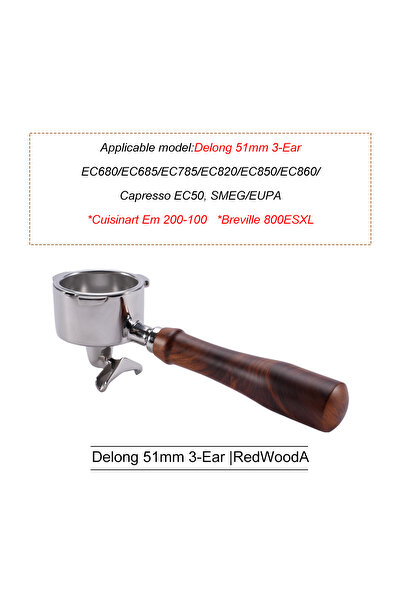 Choice8 فلتر قهوة مزدوج الفوهة بقطر 51 مم من خشب الورد، بديل لفلتر ديلونجي EC...