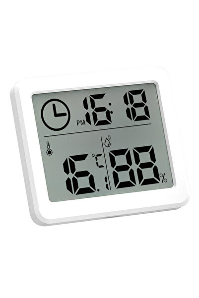 Choice ساعة رقمية بيضاء مزودة بشاشة عرض درجة الحرارة والرطوبة، ساعة مكتبية إل...