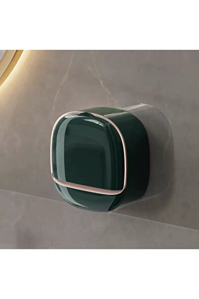 choice2 علبة صابون قصيرة خضراء داكنة، قطعة واحدة، ذات قسمين، تُثبت على الحائط...