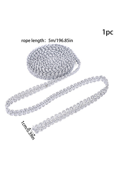 Choice شريط دانتيل مضفر ذهبي وفضي بطول 5 أمتار، بحواف مزخرفة، مناسب لتزيين حف...