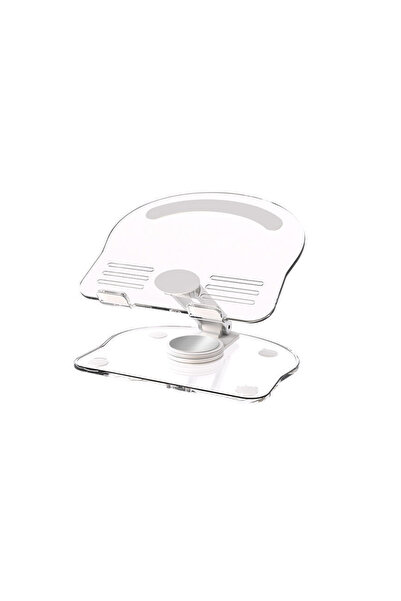 Choice1 حامل تابلت شفاف من أكريليك الأبيض، حامل مكتبي دوار، قابل للطي والتعديل