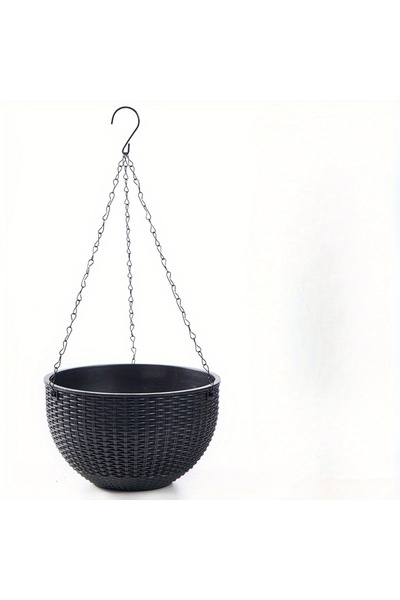 Choice3 Black Elegant Polypropylene Self-Watering Hanging Planters with Ratta...