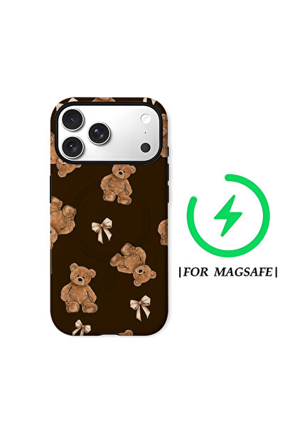 Choice31 جراب مغناطيسي غلاف هاتف آيفون 17 برو ماكس بتصميم دب تيدي وفيونكة، مث...