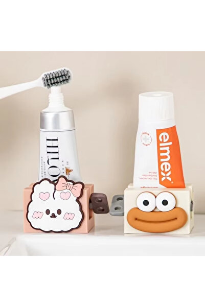 choice2 عصارة معجون أسنان يدوية وردية وبيضاء، نصف قطعة، بتصميم كرتوني، للاستخ...