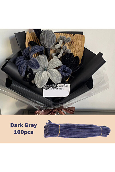 Choice24 100 قطعة من أسلاك نسيج الشنيل ، رمادية داكنة، 30 سم × 0.6 سم، منظفات...