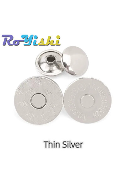 Choice5 10 مجموعات من حقيبة مغناطيسية معدنية فضية رفيعة 18 مم، ذات برشام مزدو...