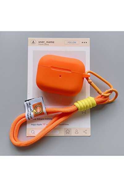 Choice10 جراب سيليكون ناعم برتقالي اللون لسماعات AirPods Pro 3، مزود سلسلة مف...