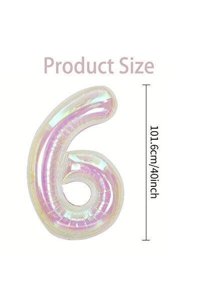choice2 40inch 6 Transparent Colorful Digital Balloon 0-9 Rainbow Colorful Al...