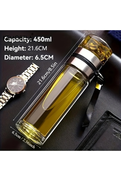 Choice 350-500ml 450ml 1pc Leakproof Double-Wall Insulated Glass Tea Soaking ...