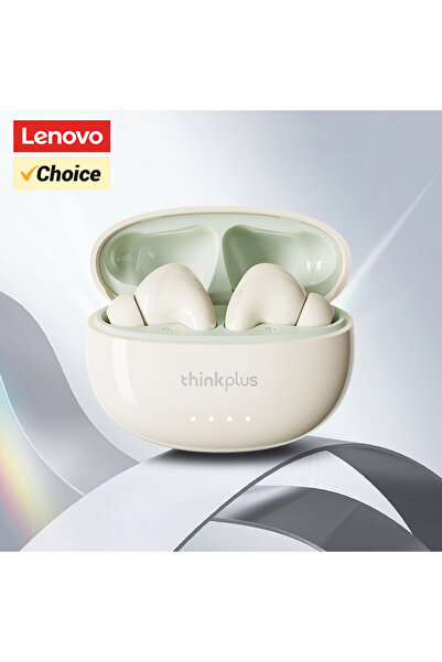 Choice3 سماعات لينوفو LP5 برو اللاسلكية بتقنية بلوتوث، لون بيج، صوت عالي الدق...