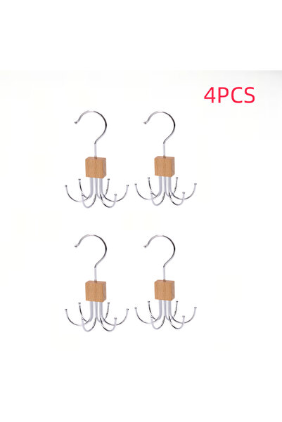 choice2 wood color 4PCS 360° Rotating Belt Hanger Hook Durable Metal Belts Ra...
