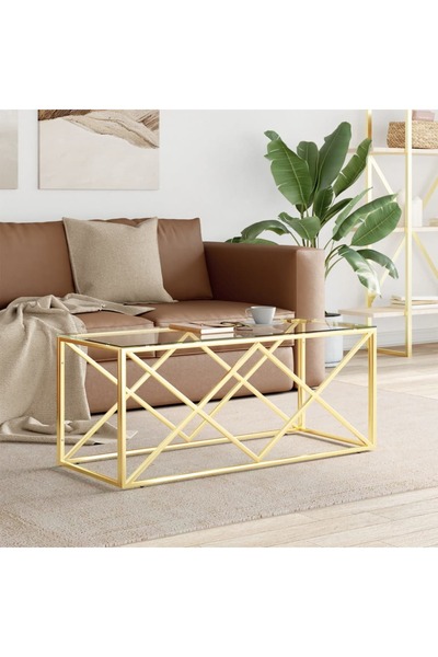 Concept Τραπεζάκι σαλονιού, 110x45x45 εκ., ανοξείδωτο ατσάλι και γυαλί