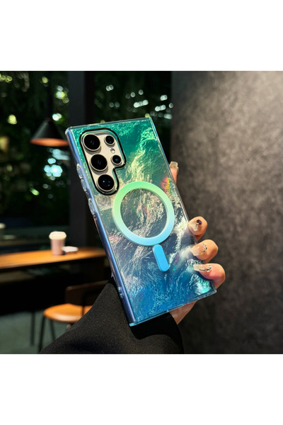 Choice82 هاتف Galaxy S25 Ultra أزرق بتصميم عصري رمادي مخضر متدرج. ملمس جليدي ...