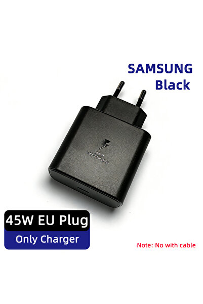 Choice5 شاحن سامسونج أصلي 45 واط، مزود بمقبس أوروبي أسود، ومحول من النوع C، و...