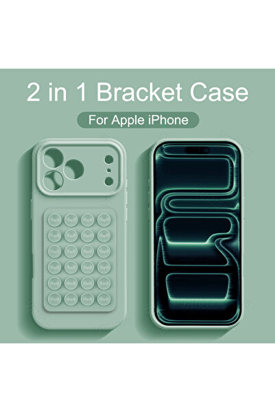 Choice iPhone 12 Pro light green Silicone Suction cup holder case For iPhone ...