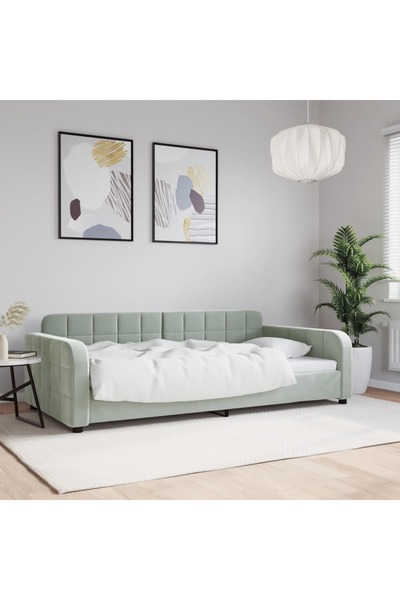 Concept Cadru de pat, gri deschis, 100x200 cm, catifea