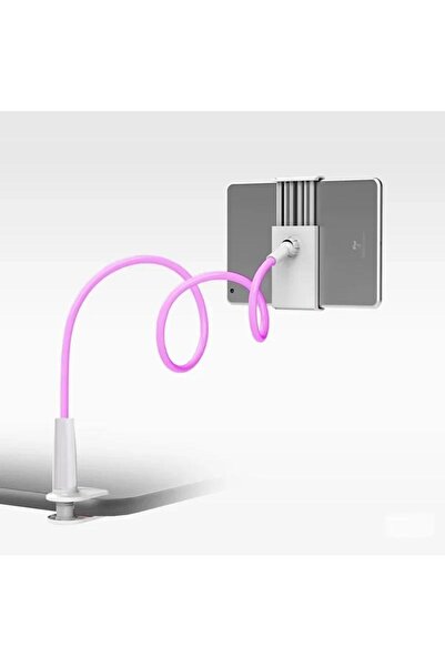 Choice حامل تابلت وردي اللون ذو رقبة مرنة وذراع قابل للدوران 360 درجة، يدعم ا...