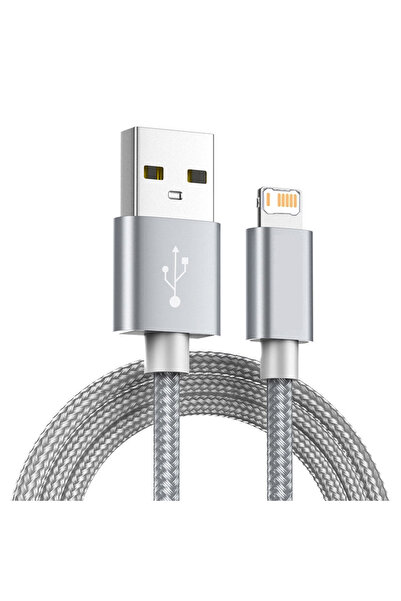 choice2 كابل شحن سريع USB رمادي اللون بطول متر واحد، مصنوع من النايلون المضفر...
