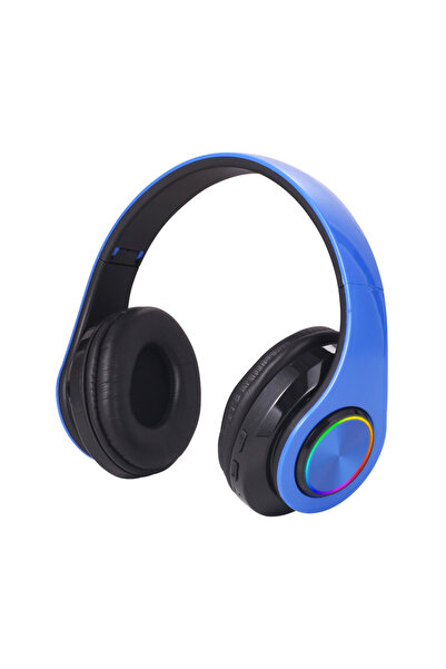 Choice سماعات رأس لاسلكية زرقاء بتقنية بلوتوث 5.0 مع ميكروفون، سماعات رأس فوق...