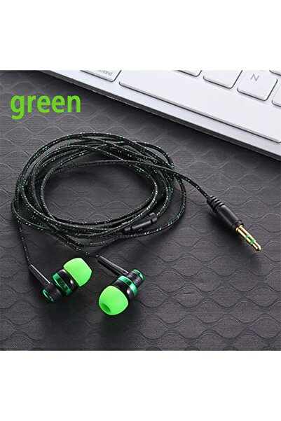 Choice سماعة أذن بأسلاك خضراء جديدة تمامًا، ستيريو، داخل الأذن، كابل معدني مض...