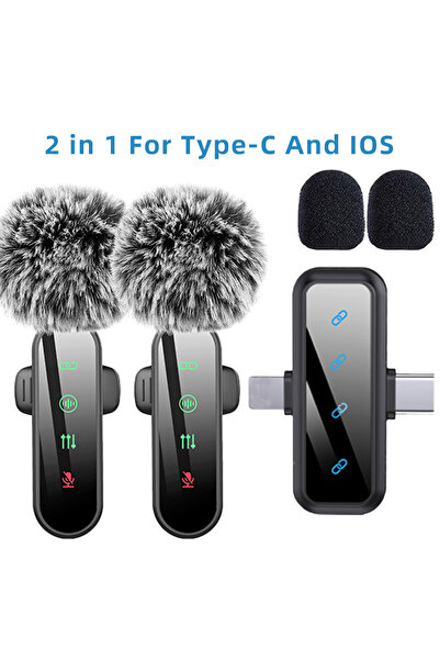 Choice ميكروفون لاسلكي صغير الحجم (أسود-2-سي) ووردي (آيفون/آي أو إس) بخاصية إ...