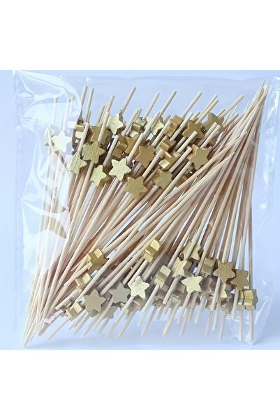 Choice 100pcs 100pcs Golden Star Bamboo Skewers Party Fruit Sign Disposable S...