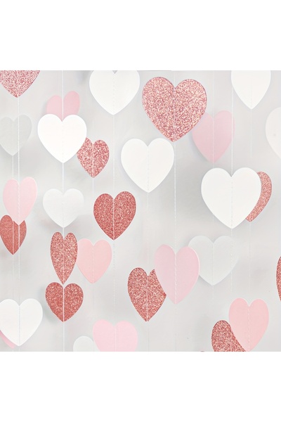 Choice pink white 1pc Rose-Golden Pink White Party Decorations - Paper Heart ...