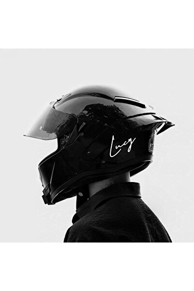 Mavera Stickers Lucy Yazılı Beyaz Sticker Kask-Motor-Araba