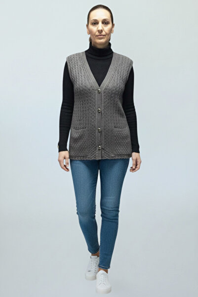 ECE GİYİM Women's Mercerized Vest with Front Button Pockets
