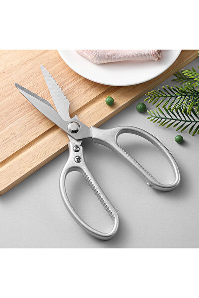 Choice مقص فضي أنيق للمطبخ، مقص دواجن، ساطور جزار، مقص مطبخ من الفولاذ المقاو...