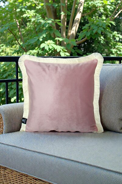 LUX VIE غطاء وسادة 45x45 سم من قماش بيبي فيس مع شراشيب كريمية
