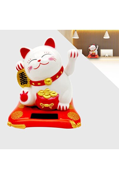 Choice تمثال قطة الحظ الأبيض الصغير (قطعة واحدة) بطول 2.9 بوصة، زينة فنغ شوي ...
