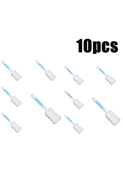 Choice3 10 قطع فرشاة تنظيف أكواب إسفنجية ناعمة بمقبض طويل، فرشاة تنظيف زجاجات...