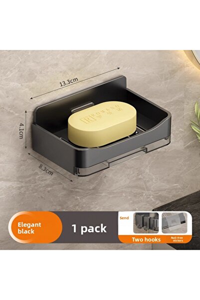 Choice1 صندوق تصريف صابون أسود يُثبت على الحائط، لا يحتاج إلى ثقب، حامل صابون...