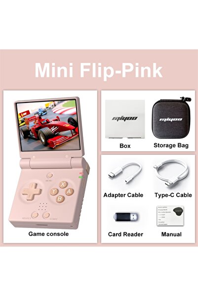 Choice جهاز ألعاب محمول صغير قابل للطي من MIYOO، وردي اللون، بشاشة IPS مقاس 2...