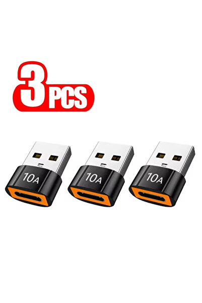 Choice3 3PCS - Black 3 PCS 10A Type C to USB Adapter Fast Charging Data Trans...