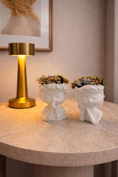 FEİN TASARIM Kız Kardeşler 2'li Vazo Seti (Çiçekler Dahildir)