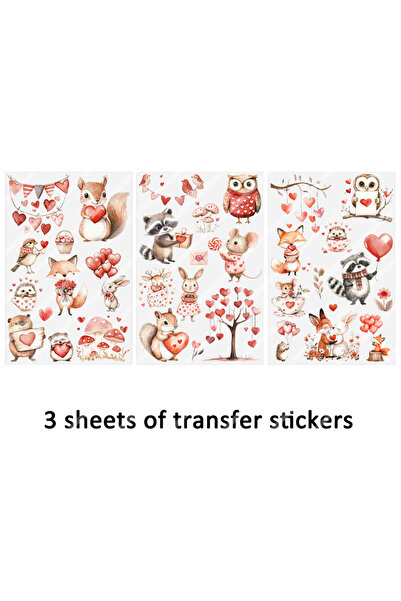 Choice مجموعة من 3 قطع من ملصقات حيوانات الغابة متعددة الألوان لعيد الحب، يمك...