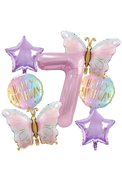 Choice8 مجموعة أخرى مكونة من 7 قطع من كرات الفراشات الوردية والأرقام - مثالية...