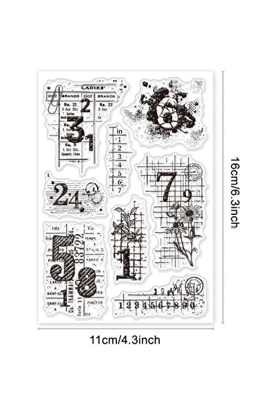 Choice8 AECH06-01569 ورقة واحدة من طوابع الأرقام العتيقة الشفافة ذات الخلفية ...