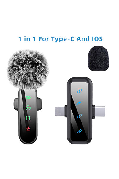 Choice1 ميكروفون لاسلكي لافالير أسود-1-C ووردي IOS 1 في 4 مع خاصية إلغاء الضو...