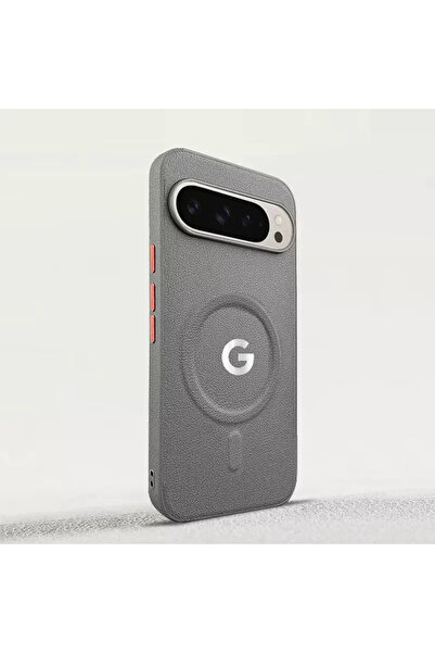 Choice4 جراب شحن لاسلكي رمادي اللون من جلد بنقشة الليتشي، مناسب لهاتف جوجل بي...