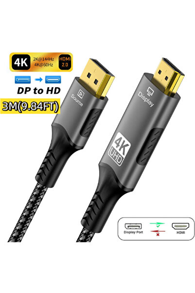 Choice3 كابل DisplayPort إلى HDMI أحادي الاتجاه بدقة 4K، يدعم دقة 8K بمعدل 60...