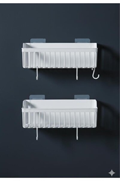 abnturk Yapiskanli 2'li Plastik Banyo Mutfak Organizeri Cok Amaçli Beyaz Düze...