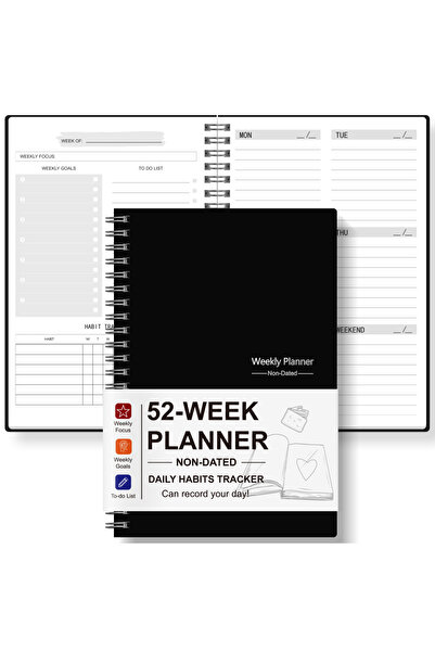 choice2 A5 black A5 52-Week Planner, Undated Weekly Organizer with Habit Trac...